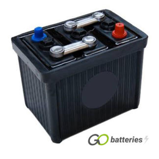 Numax 501 Classic Hard Rubber Battery. 6 volt 88 amps, all black traditional hard rubber case with lead bars on top and 3 filler caps.
