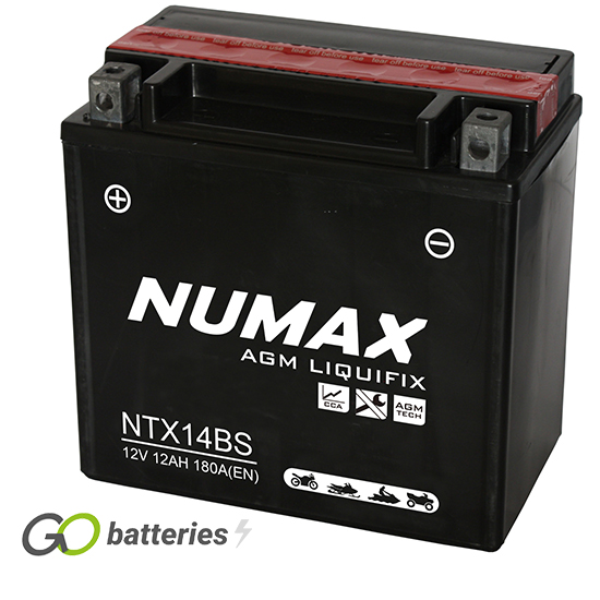 YTX14-BS Numax AGM Motorcycle Battery 12V 12Ah (NTX14-BS) (YTX14BS)