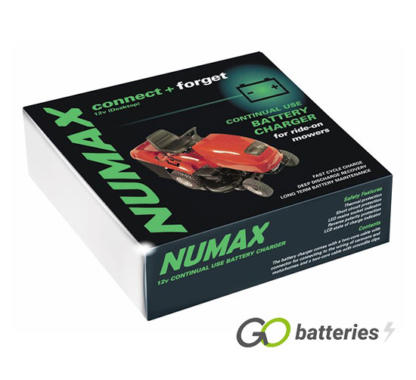 Numax 120400 Lawnmower Battery Charger. 12 volt 4 amp connect and forgot battery charger for a lawnmower.