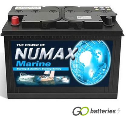 Numax M110 Leisure and Marine Battery. 12V 110Ah. Comes with a black case and carrying handles.