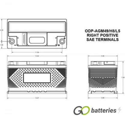 ODP-AGM49 H8 L5 Odyssey Performance Series Battery 12V 94Ah (49-950) (019) - Image 5