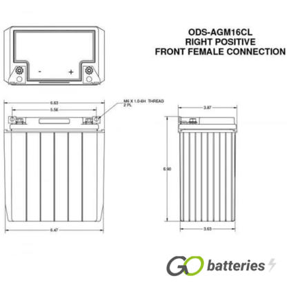 ODS-AGM16CL Odyssey Extreme Battery 12V 18Ah (PC625) - Image 5