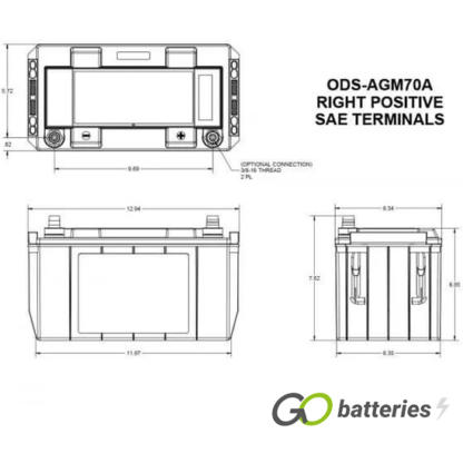 ODS-AGM70A Odyssey Extreme Battery 12V 68Ah (PC1700T) - Image 2