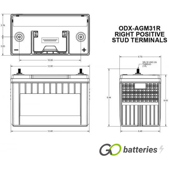 ODX-AGM31R Odyssey Extreme Battery 12V 100Ah (PC2150S) - GoBatteries