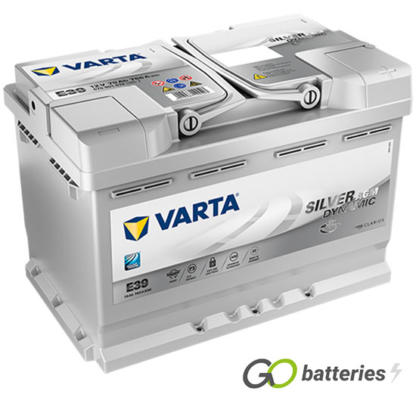 Varta E39 Silver Dynamic Start-Stop AGM Battery 570 901 076 12V 70Ah 760 cold cranking amps silver case with central carrying handles. This part number has changed to A7. UK code 096AGM