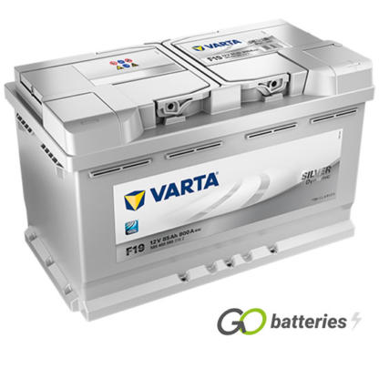 Varta F19 Silver Dynamic Battery 12V 85Ah 800 cold cranking amps, Silver case with the positive terminal on the right hand side with the terminals closest to you. Also has carrying handle. UK 115
