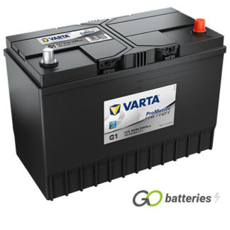 Varta G2 Promotive Heavy Duty Battery 12V 90Ah 540 cold cranking amps, Black case with the positive terminal on the right hand side with the terminals closest to you. Also has carrying handles. 643