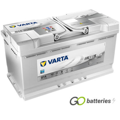 Varta G14 Silver Dynamic Start-Stop AGM Battery 595 901 085 12V 95Ah 850 cold cranking amps silver case with central carrying handles. This part number has changed to A5. UK code 019AGM