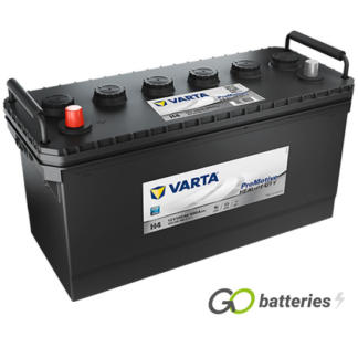 Varta H4 Promotive Heavy Duty Battery 12V 100Ah 600 cold cranking amps, Black case with the positive terminal on the left hand side with the terminals closest to you. Also has carrying handles. 616R