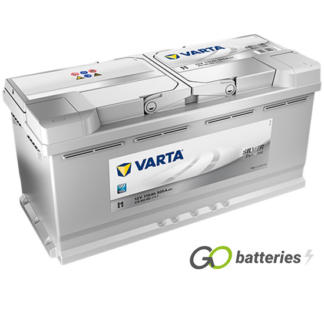 Varta I1 Silver Dynamic Battery 12V 110Ah 920 cold cranking amps, Silver case with the positive terminal on the right hand side with the terminals closest to you. Also has carrying handle. UK 020