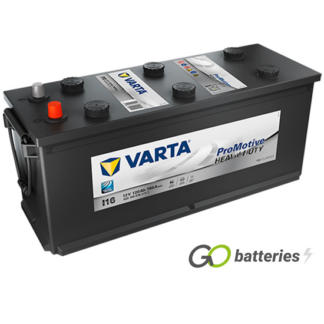 Varta I16 Promotive AGM Battery 12V 120Ah 760 cold cranking amps, Black case with terminals at one end and carrying handles at each end.