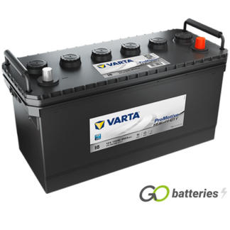 Varta I6 Promotive Heavy Duty Battery 12V 110Ah 850 cold cranking amps, Black case with the positive terminal on the right hand side with the terminals closest to you. Also has carrying handles. 221UR