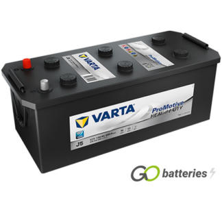 Varta J5 Promotive AGM Battery 12V 130Ah 680 cold cranking amps, Black case with terminals at one end and carrying handles at each end. 622