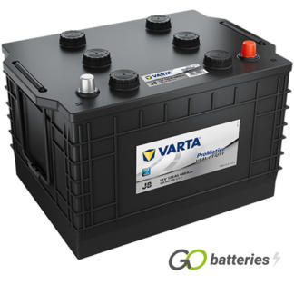 Varta J8 Promotive Heavy Duty Battery 12V 135Ah 680 cold cranking amps, Black case with the positive terminal on the right hand side with the terminals closest to you. Comes with carrying handles at each end. 633/333