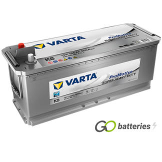 Varta K8 Promotive AGM Battery 12V 140Ah 800 cold cranking amps, Silver case with terminals at one end and carrying handles at each end. 630HD
