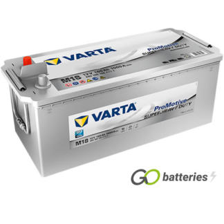 Varta M18 Promotive Super Heavy Duty Battery. 12 volt 180 amps, 1000 cold cranking amps. Silver case and top with carrying handles, terminals are located at one end with the positive terminal on the left hand side with them facing you. UK part number 629SHD.