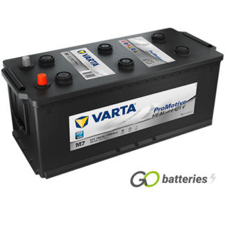 Varta M7 Promotive AGM Battery 12V 180Ah 1100 cold cranking amps, Black case with terminals at one end and carrying handles at each end.