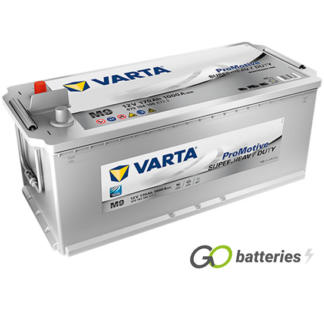 Varta M9 Promotive AGM Battery 12V 170Ah 1000 cold cranking amps, Silver case with terminals at one end and carrying handles at each end. 620HD