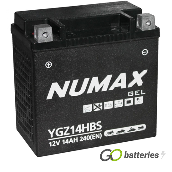 YGZ14H-BS Numax Gel Motorcycle Battery 12V 14Ah (YGZ14HBS) (YTX14-BS)  (Harley Davidson) - GoBatteries