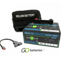 RBGT-16 Relion Lithium LiFePO4 Golf Battery With Bag & Charger 12V 16Ah