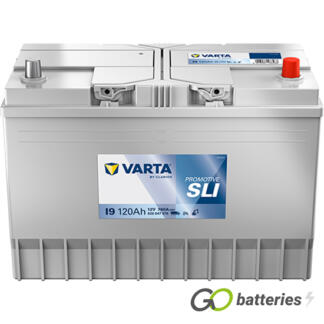 Varta I9 Promotive SLI Battery 12V 120Ah 780 cold cranking amps, Silver case with the positive terminal on the right hand side with the terminals closest to you. Also has carrying handles. 663HD 665
