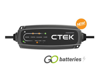 CTEK CT5 Powersport with Lithium 12 volt 2.3 amp battery charger. Black case with LED indicator display.