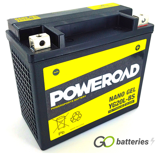 Battanux YTX20L-BS Gel Motorcycle Battery, 12V20Ah Non-Spillable