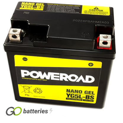YTX5L-BS High Performance Poweroad Nano Gel Motorcycle Battery (YG5L-BS) (YTX5LBS)