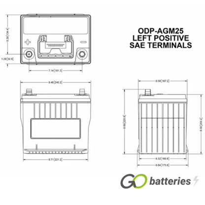 ODP-AGM25 Odyssey Performance Battery 12V 59Ah (PC1400) - Image 2