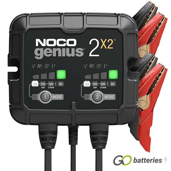 NOCO GENIUS 2X2 6V/12V 2-Amp 2-Bank Smart Battery Charger