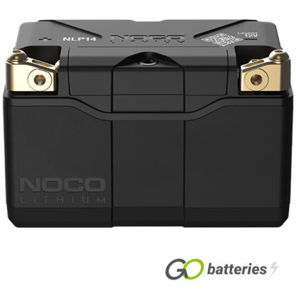 Noco NLP14 Lithium Powersport Battery. 12 volt 4 amp, 500 cold cranking amps. Fits YTZ10S, YTZ12S, YTZ14S and YTX16-BS. Black case with multi terminal configuration, plus modular trays to fit various group sizes of applications.
