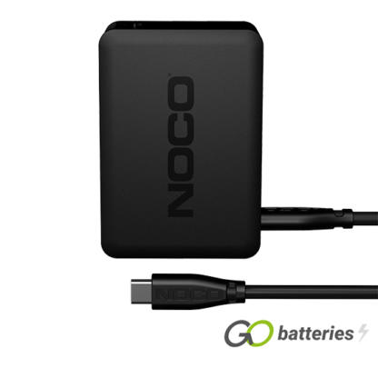 Noco U65 USB-C fast charger for the GBX45, GBX55, GBX75 and GBX155. Black case with USB cable.