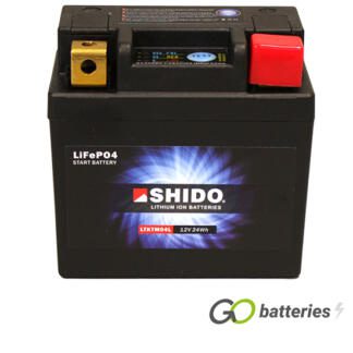 Shido LTKTM04L lithium motorcycle battery 2Ah 120 cold cranking amps battery case black also known as LTM2L