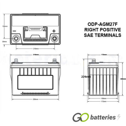 ODP-AGM27F Odyssey Performance Battery 12V 85Ah ELT-AGM27F (27F-850) - Image 3