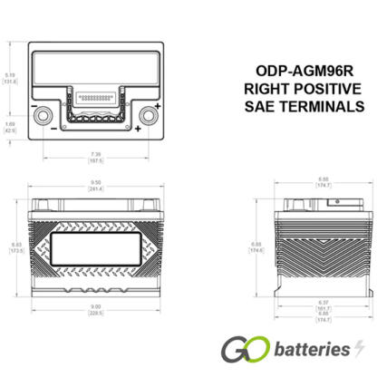 ODP-AGM96R Odyssey Performance Battery 12V 52Ah 96R-600 (075) - Image 2