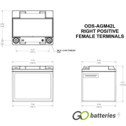 ODS-AGM42L Odyssey Extreme Series Battery 12V 42Ah (PC1200) - Image 5