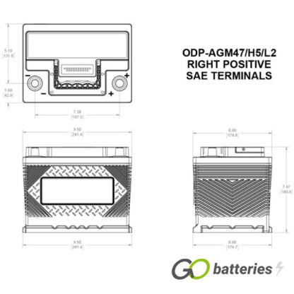 ODP-AGM47 H5 L2 Odyssey Performance Battery 12V 64Ah (027) - Image 5