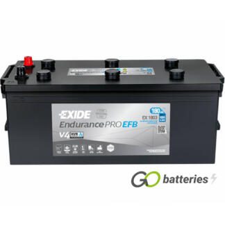 EXIDE EX1803 EndurancePRO EFB battery. 12 volt 180 amp 1000 cold cranking amps. Black case with carrying handles.