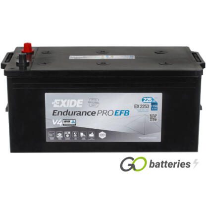 EXIDE EX2253 EndurancePRO EFB battery. 12 volt 225 amp 1150 cold cranking amps. Black case with carrying handles.
