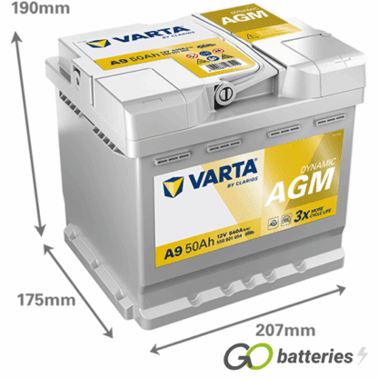 A9 Varta Dynamic AGM Start-Stop Battery 12V 50Ah 550 901 054 (012AGM) - Image 4