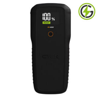 CTEK RB4000 12 volt 3400 amp Boost, Portable battery jump starter. LED charge status on the front. Built in LED flashlight with 3 lighting modes. Black unit which comes with clamps, storage case and user guides.