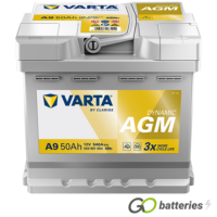 A9 Varta Dynamic AGM Start-Stop Battery 12V 50Ah 550 901 054 (012AGM)
