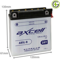 AB5L-B Axcell Motorcycle Battery 12V 5.3Ah (YB5L-B) (YB5LB)