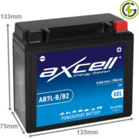 AB7L-B / B2 GEL Axcell Motorcycle Battery 12V 8.4Ah (YB7L-B) (YB7LB) (YB7L-B2) (YB7LB2)