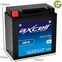 AB9-B GEL Axcell Motorcycle Battery 12V 9.5Ah (YB9-B) (YB9LB) (NTS9B)