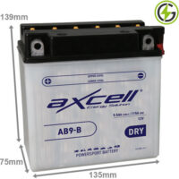 AB9-B Axcell Motorcycle Battery 12V 9.5Ah (YB9-B) (YB9B)