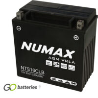 NTS16CLB Numax Sealed AGM Motorcycle Battery 12V 21Ah (YB16CL-B) (YB16CLB)