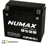 NTS20LBS Numax Sealed AGM Motorcycle Battery 12V 20Ah (YTX20L-BS) (YTX20LBS)