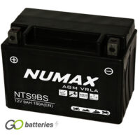 YTX9-BS Numax Factory Activated AGM Motorcycle Battery 12V 9Ah (NTS9BS) (YTX9BS)